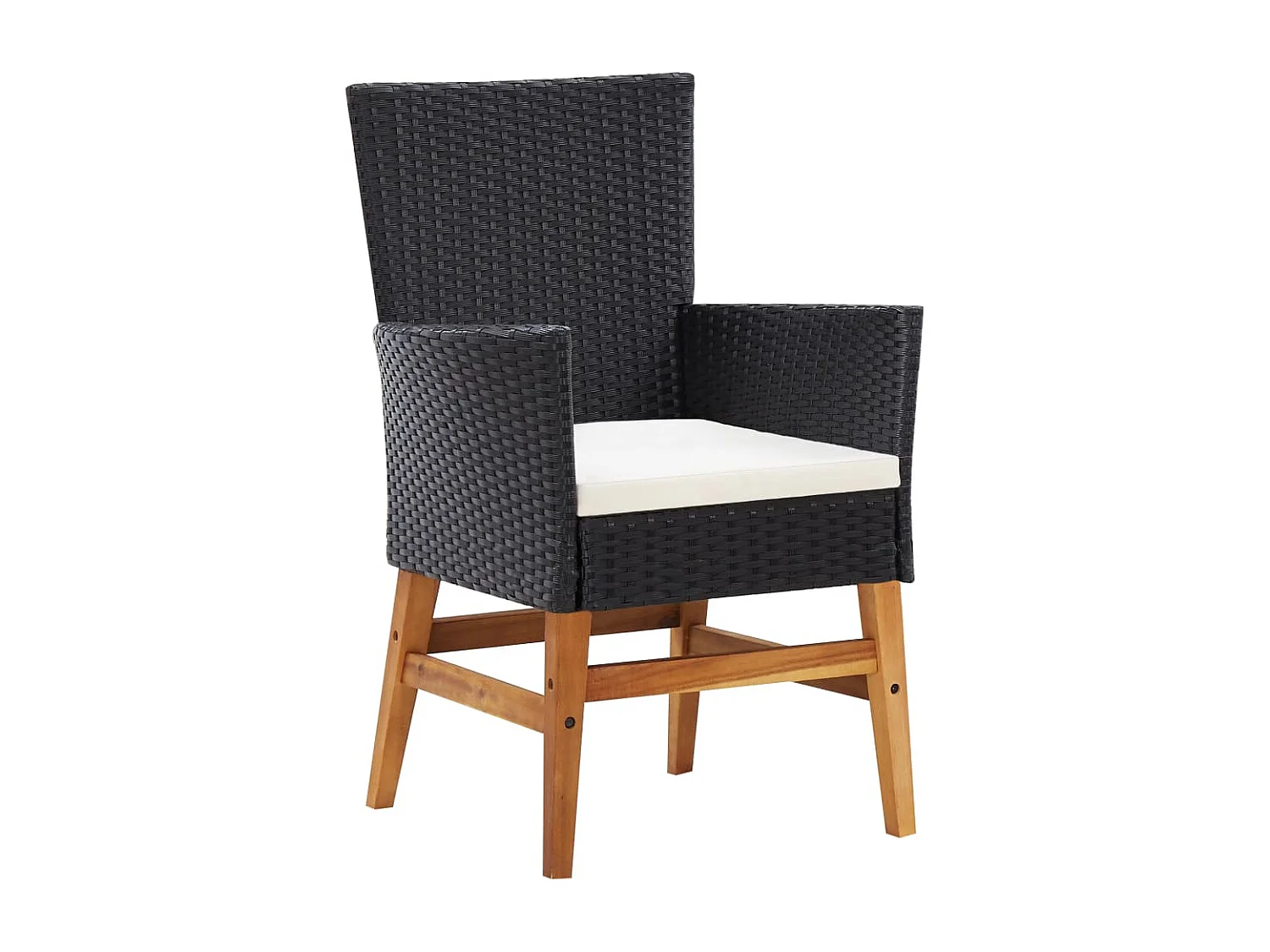 Set comedor jardín 9 piezas ratán sintético y madera acacia negro