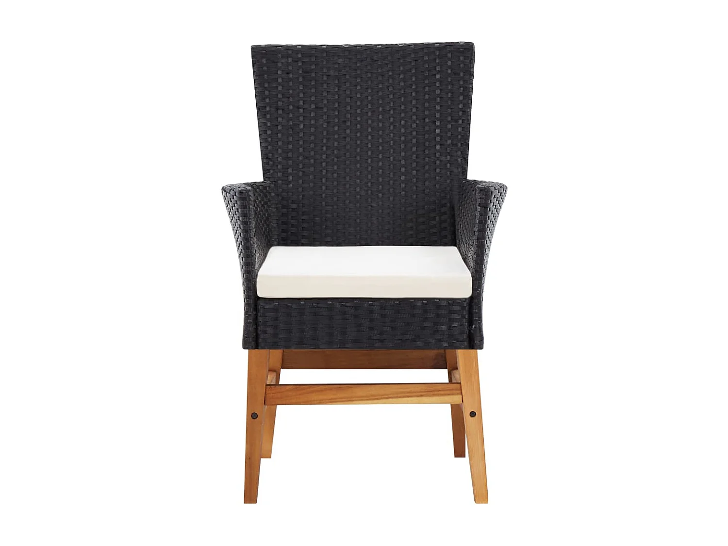 Set comedor jardín 9 piezas ratán sintético y madera acacia negro