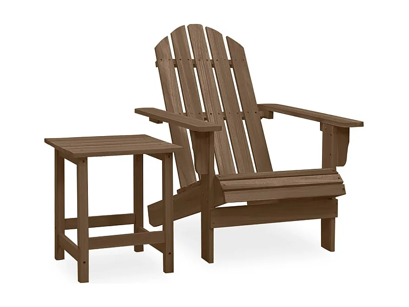 Chaise de jardin Adirondack avec table Bois de sapin Marron