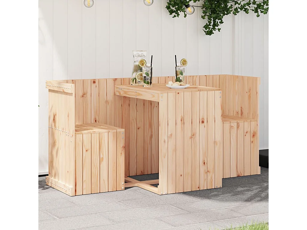 Conjunto de varanda 2 lugares madeira de pinho maciça