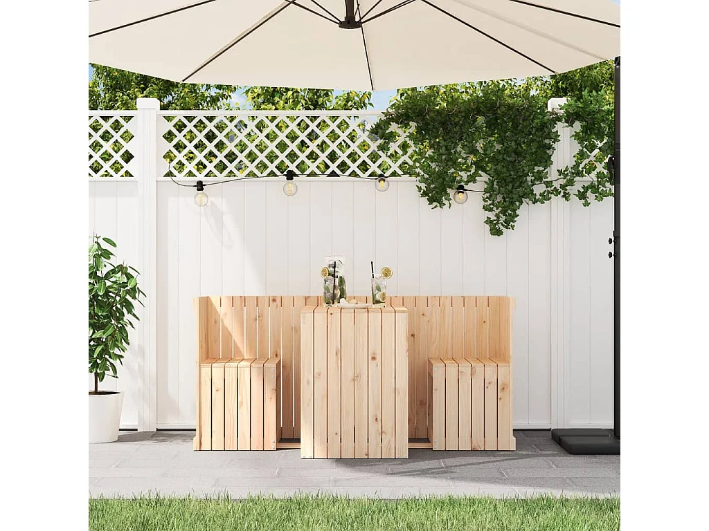 Conjunto de varanda 2 lugares madeira de pinho maciça