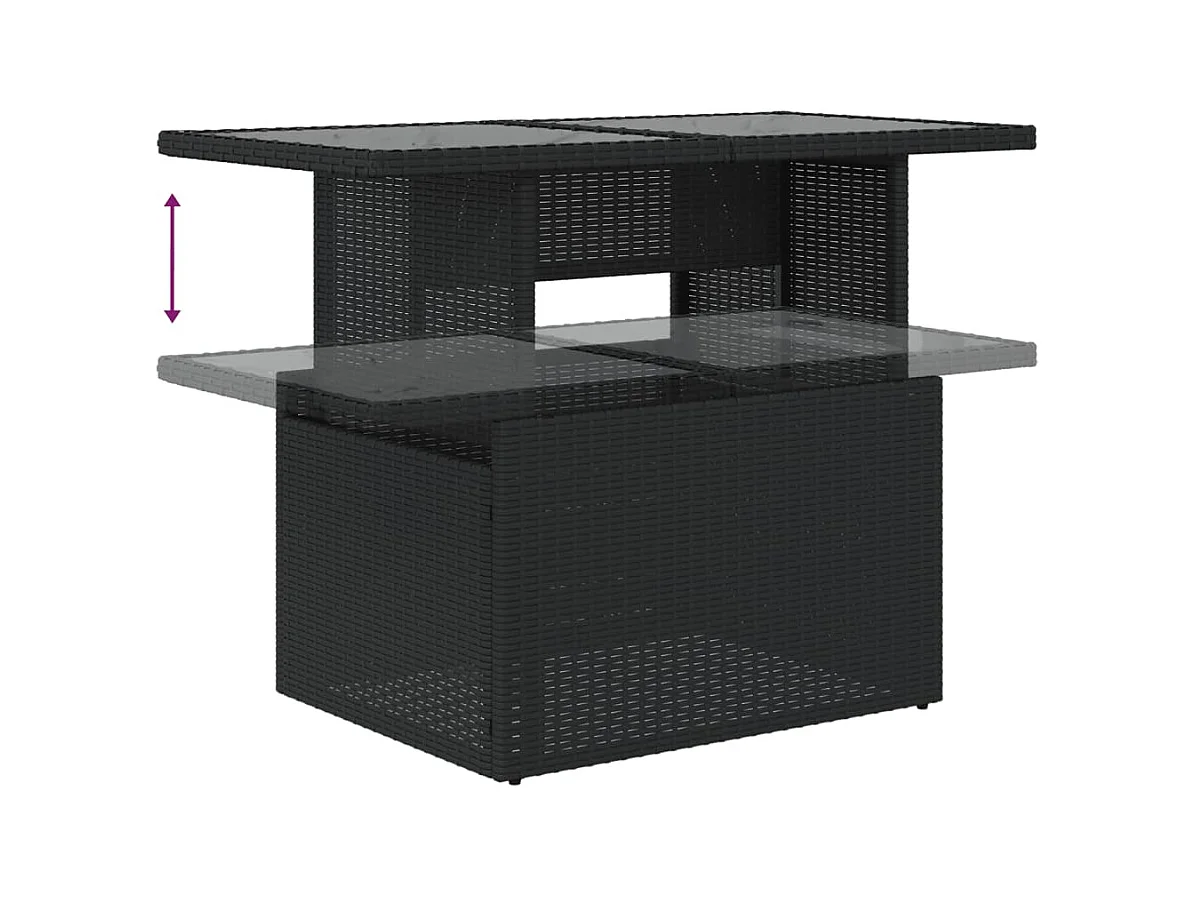 8-delige Loungeset met kussens poly rattan zwart