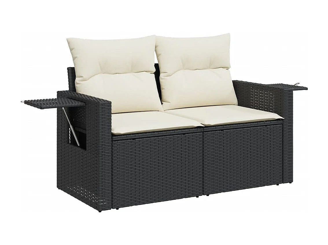 Set de sofás de jardín 8 piezas y cojines ratán sintético negro