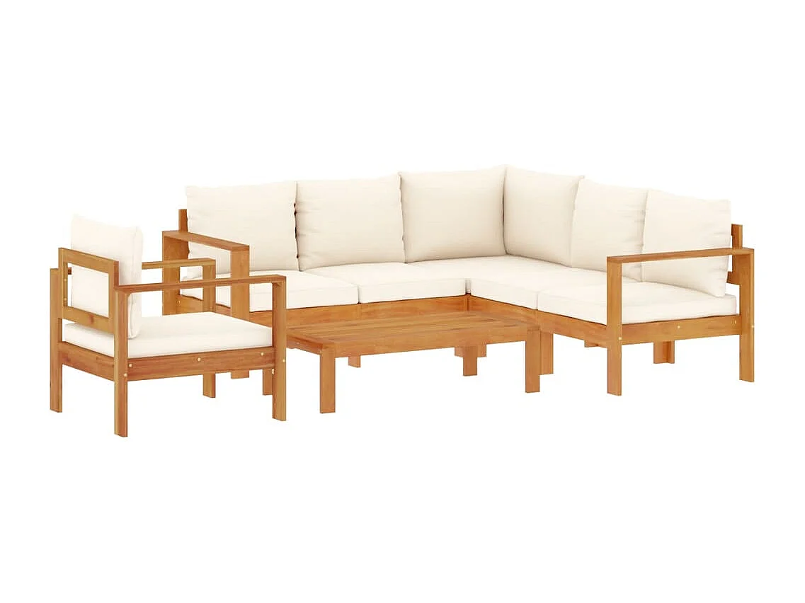 Salon de jardin avec coussins 5 pièces Bois d'acacia solide