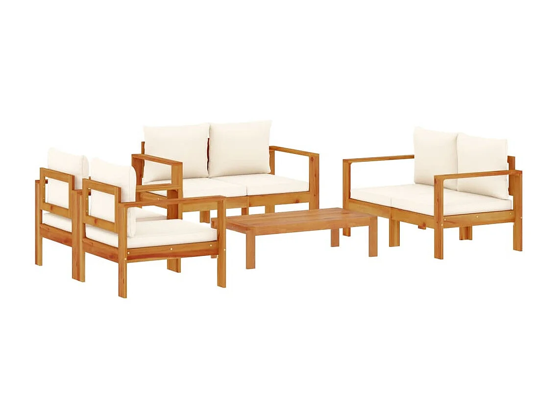 Salon de jardin avec coussins 5 pièces Bois d'acacia solide
