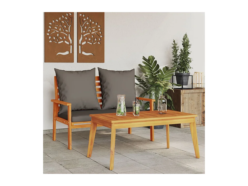 Ensemble de jardin avec coussin bois massif acacia