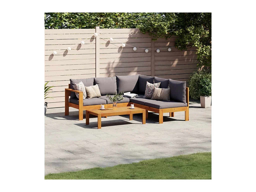 Salon de jardin avec coussins 4 pièces bois d'acacia massif
