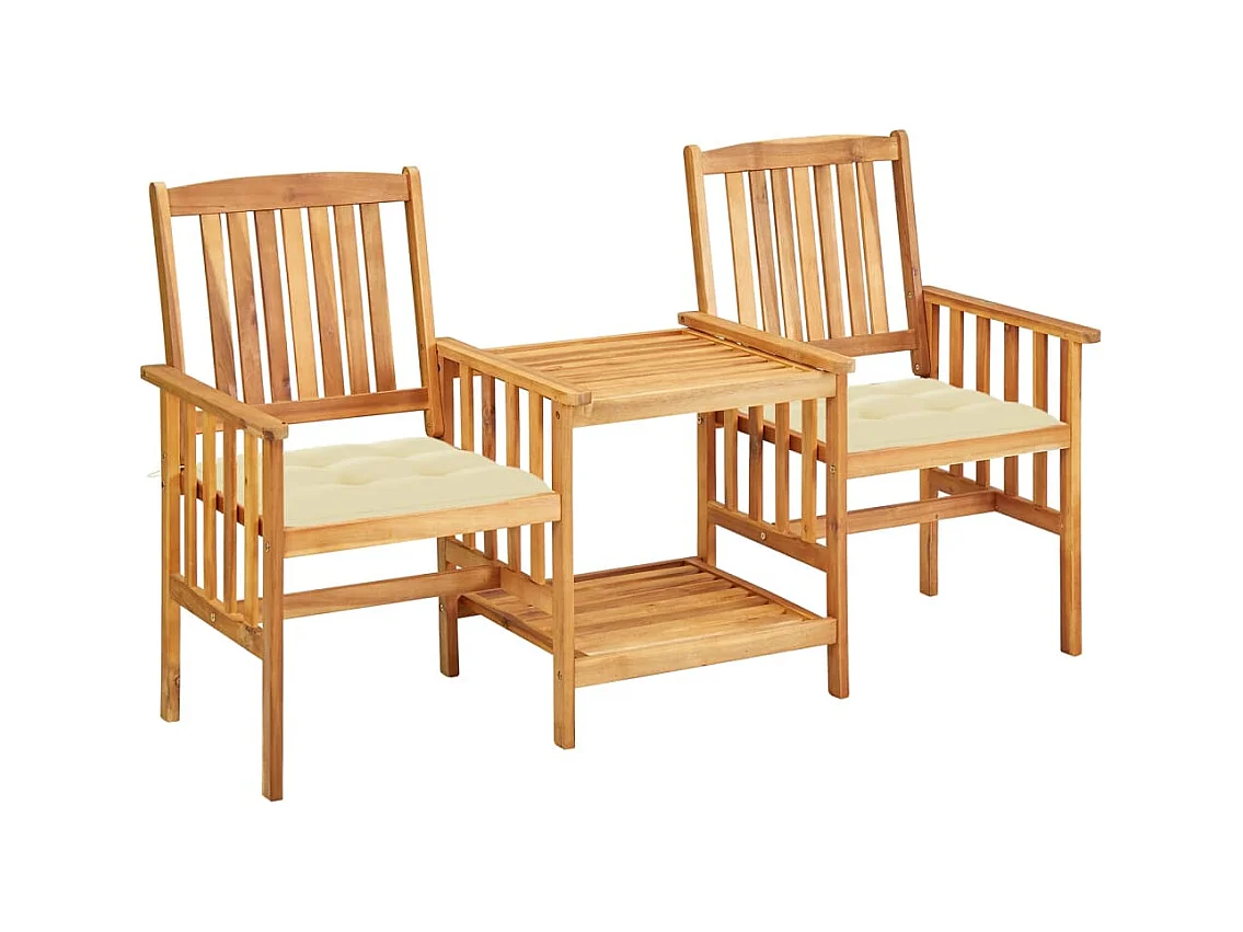 Tuinstoelen met tafeltje en kussens massief acaciahout