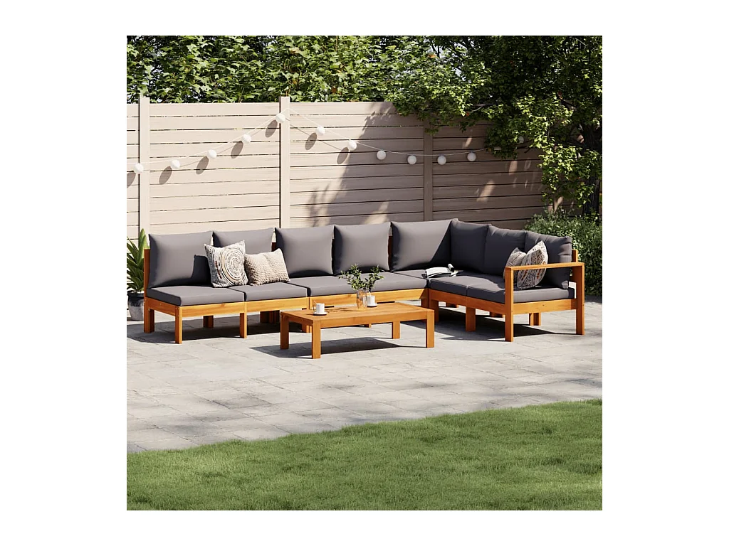 Salon de jardin avec coussins 5 pièces Bois d'acacia solide