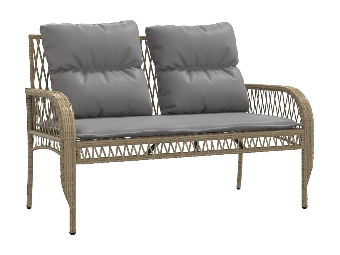 Salon de jardin avec coussins 4 pièces beige résine tressée