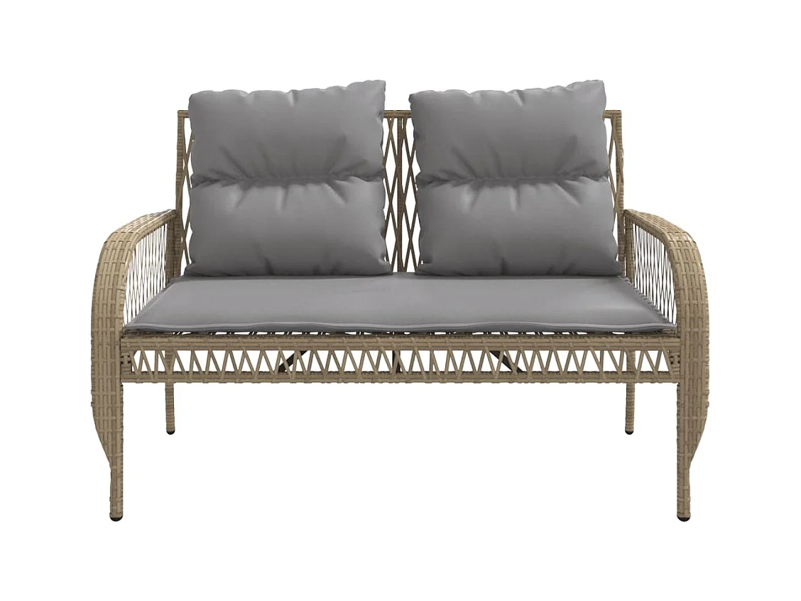 Salon de jardin avec coussins 4 pièces beige résine tressée