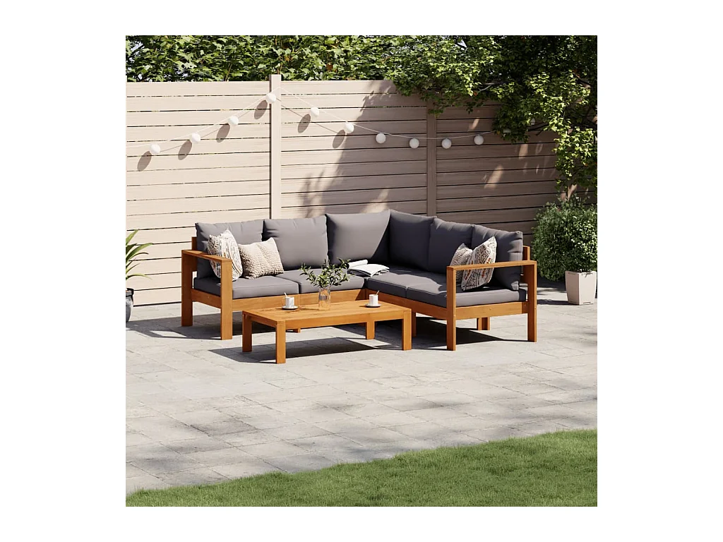 Salon de jardin avec coussins 4 pièces bois d'acacia massif