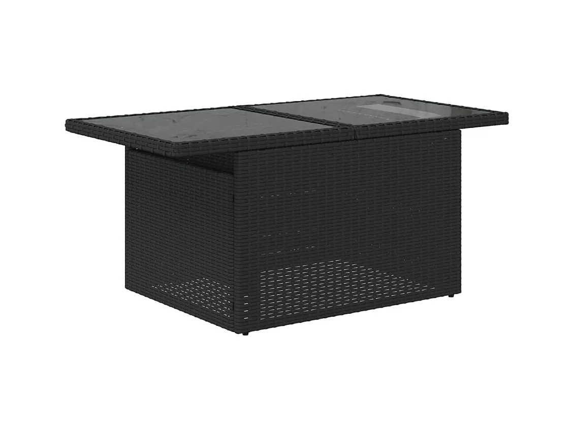 Set de sofás de jardín 7 piezas con cojines ratán sintético negro