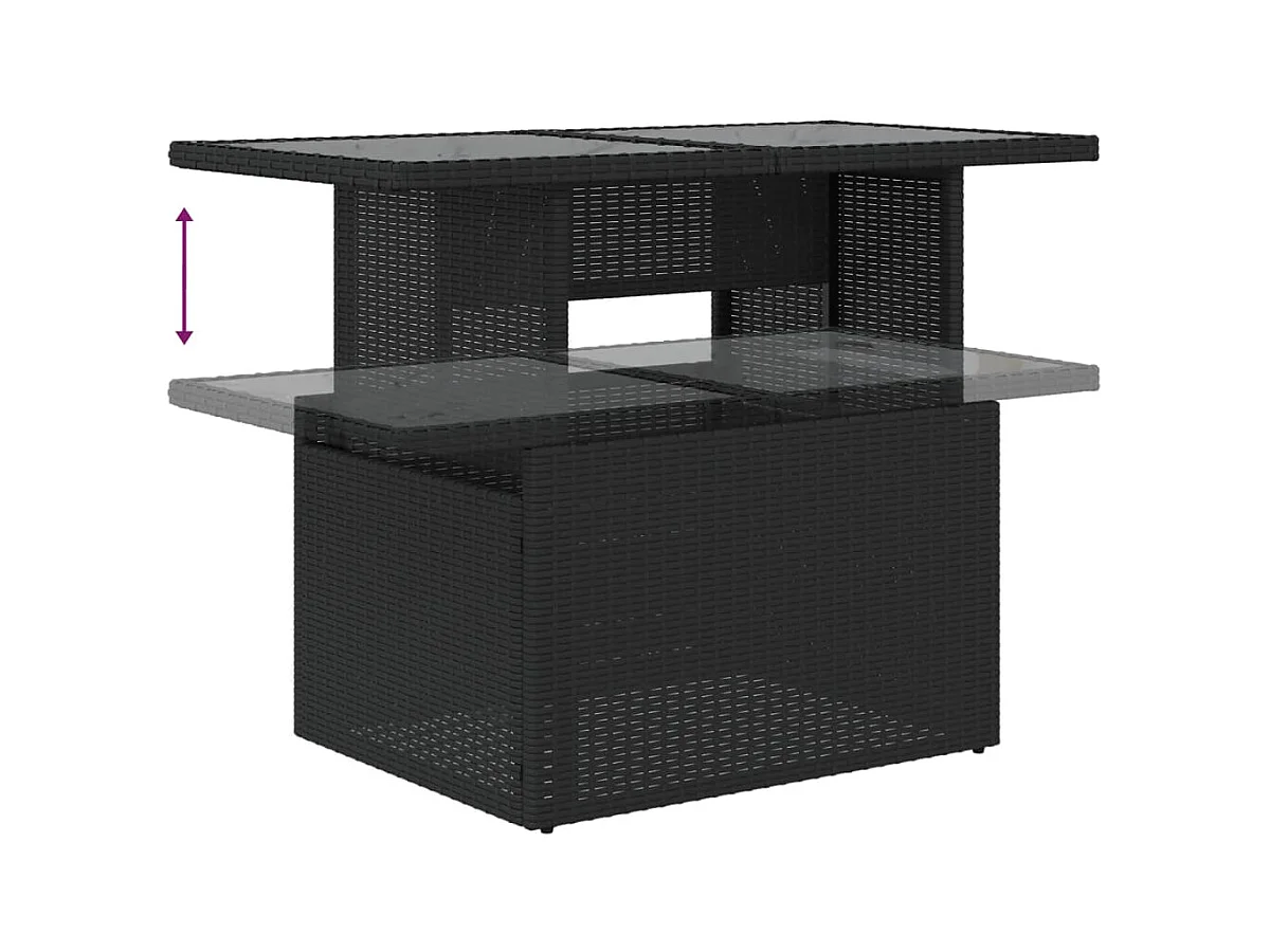 Set de sofás de jardín 7 piezas con cojines ratán sintético negro