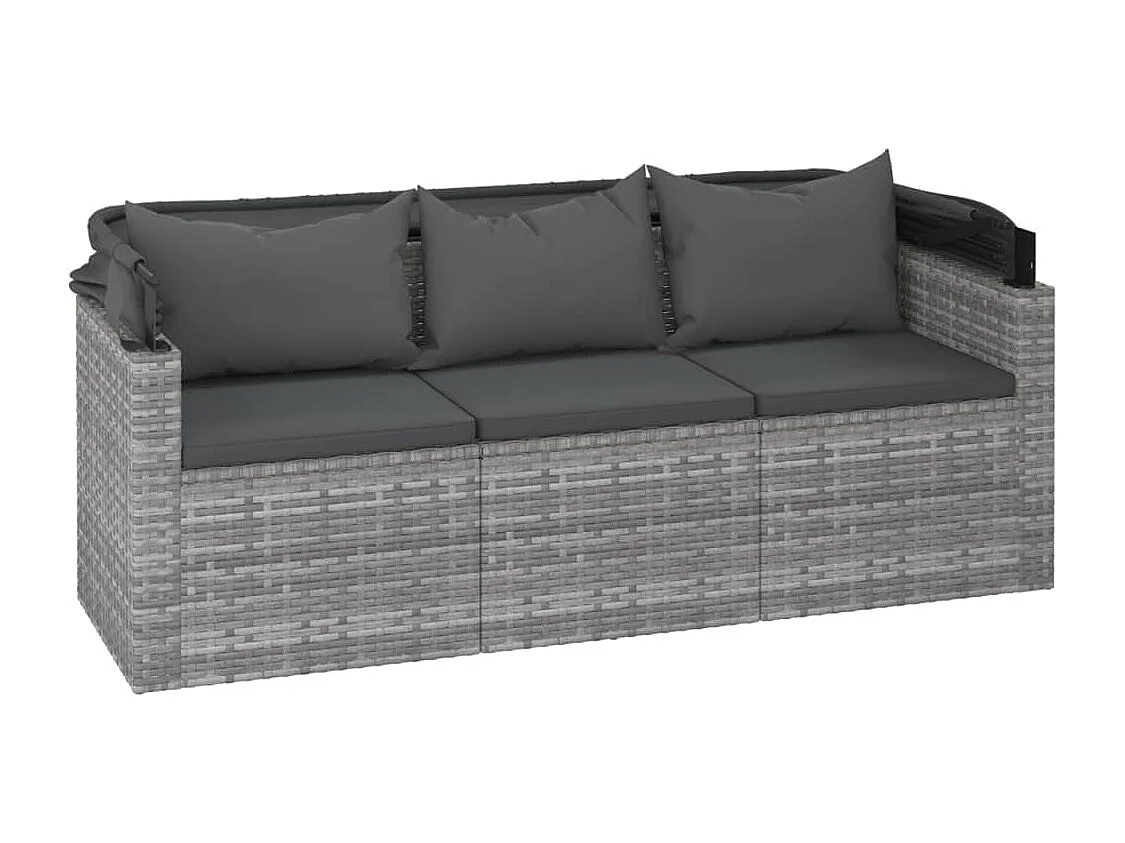 4-delige Loungeset met kussens poly rattan grijs