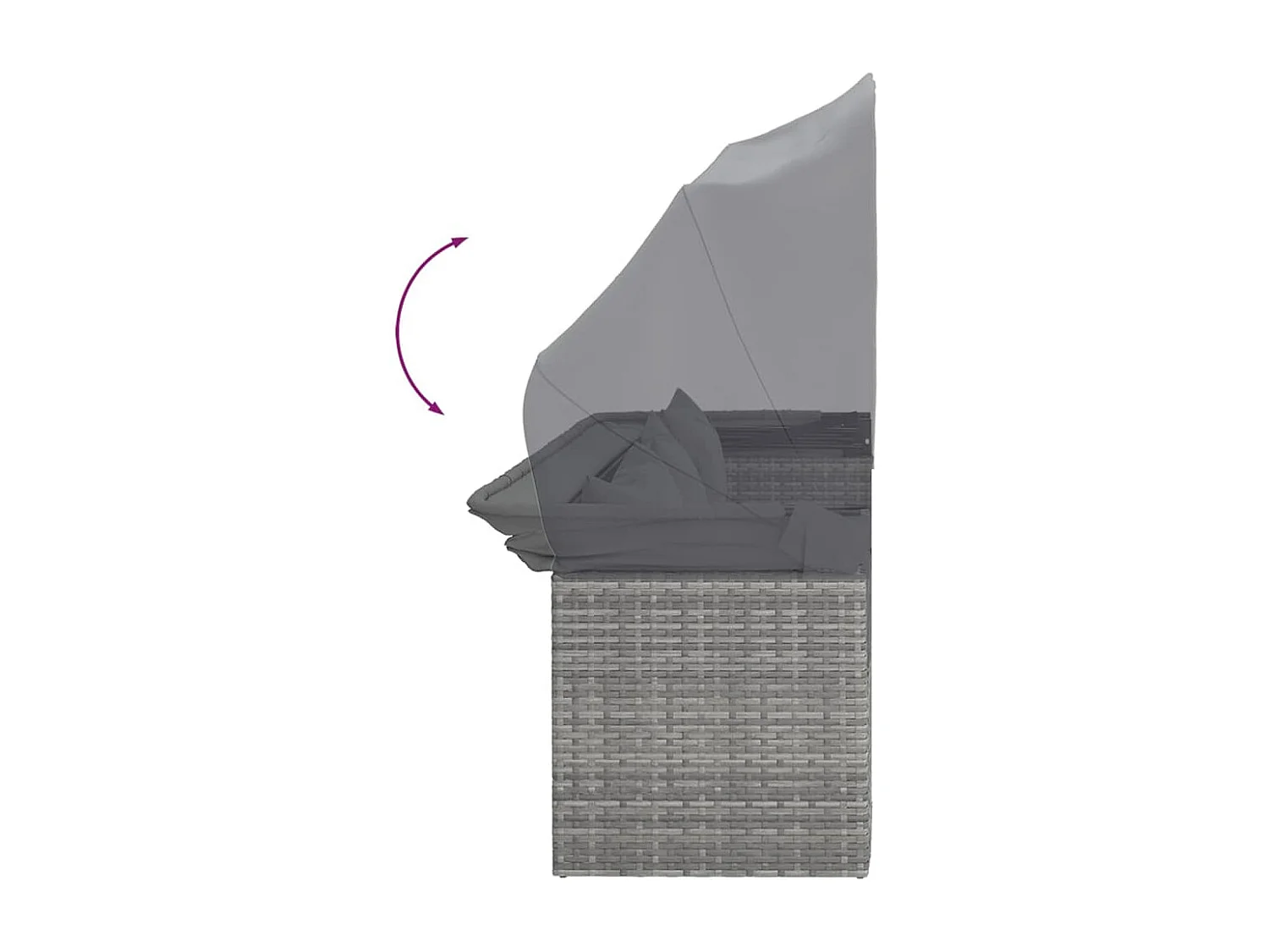 Set de sofás de jardín 4 piezas y cojines ratán sintético gris