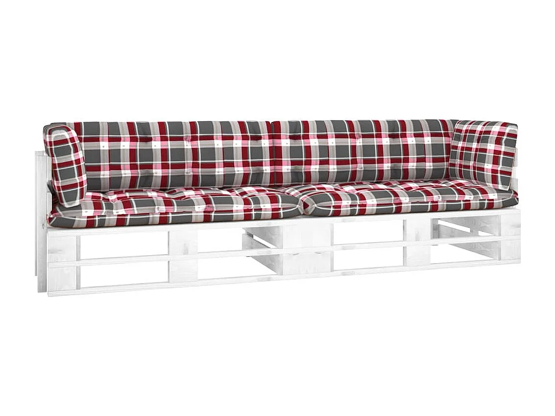 Sofá de palets 2 plazas cojines madera pino impregnada blanco