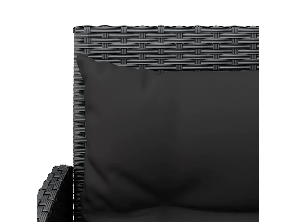 2-delige Loungeset met kussens L-vormig poly rattan zwart