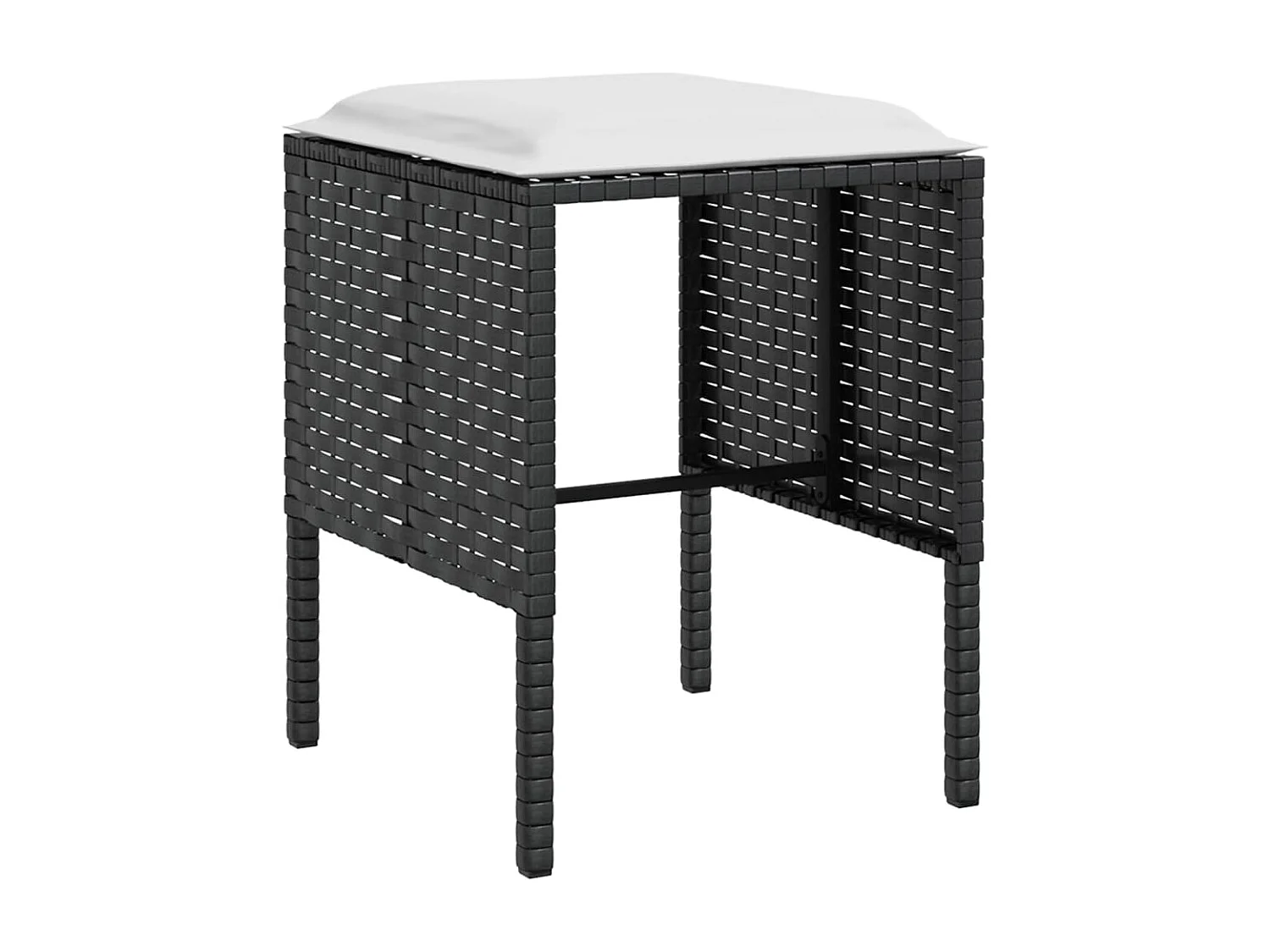 5 peças conjunto sofás formato L c/ almofadões vime PE preto