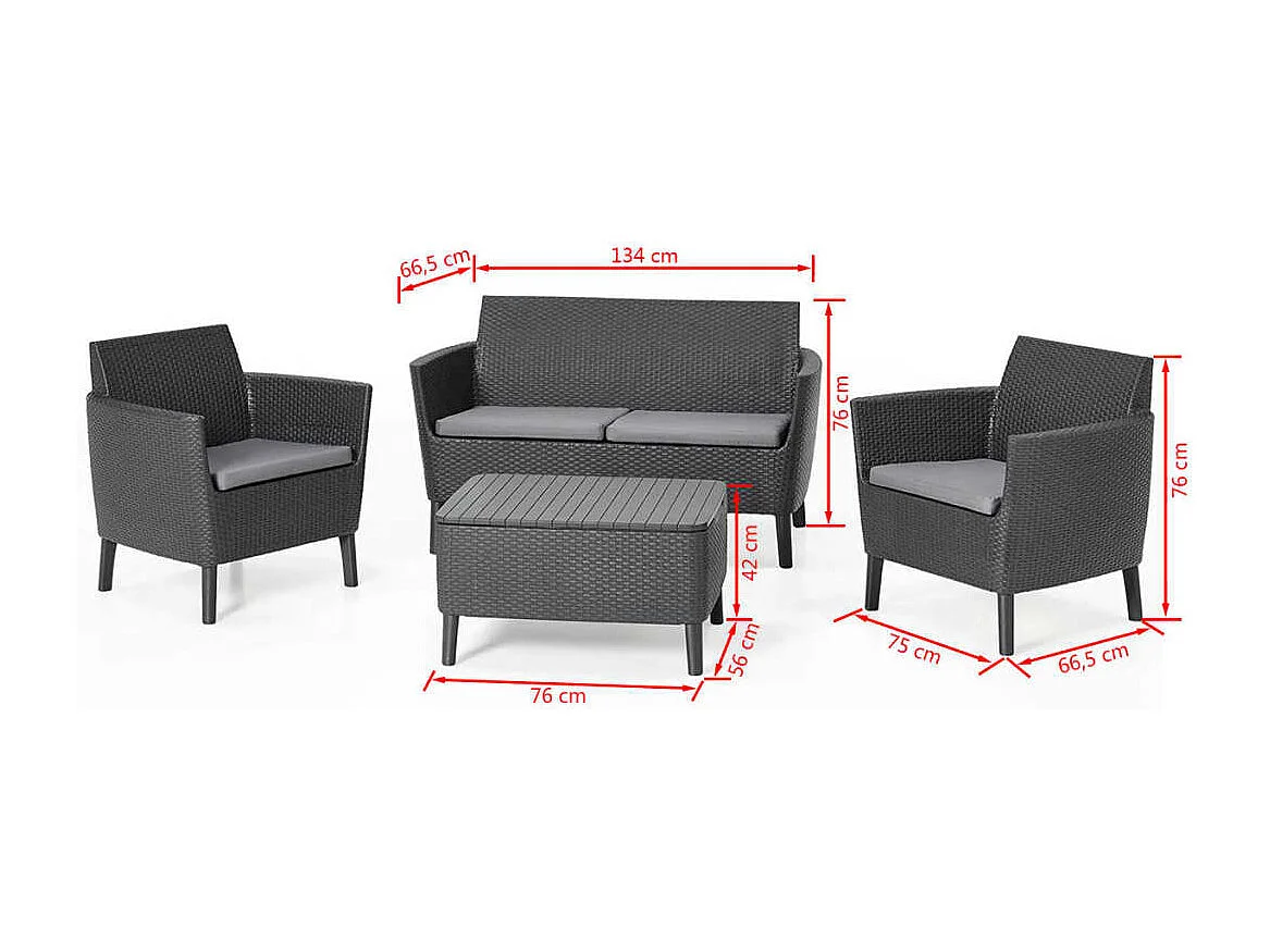Jeu de canapés de jardin 8 pièces Salemo Graphite 236629