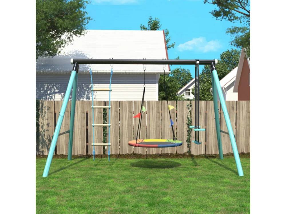 Ensemble de balançoires avec cadre en métal, de 3 à 8 ans, jaune