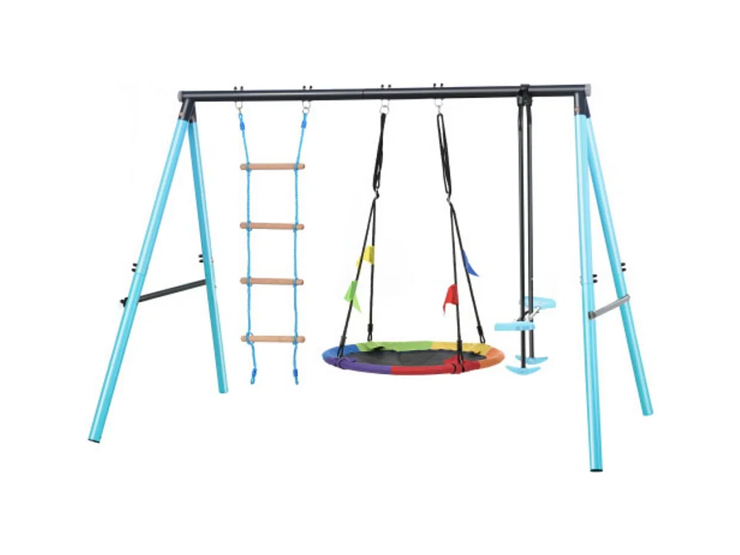 Schommelset met metalen frame, geschikt voor kinderen van 3 tot 8 jaar, geel