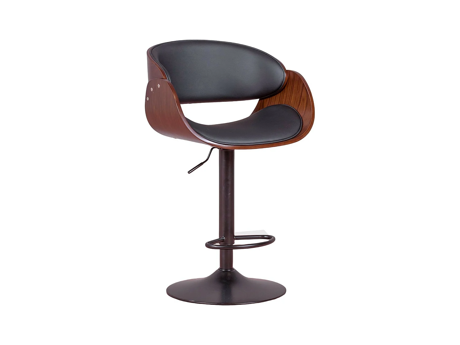 Tabouret réglable en bois de noyer et coussin en similicuir - Burrow - Noir