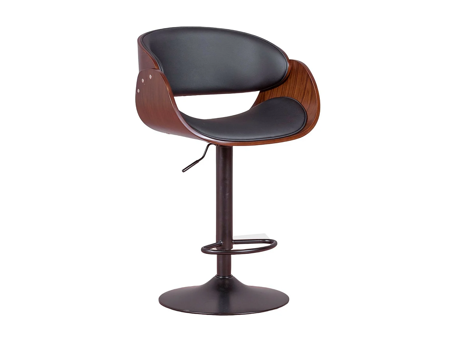 Tabouret réglable en bois de noyer et coussin en similicuir - Burrow - Noir