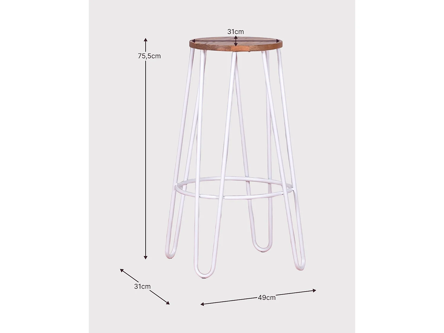 Sgabello industriale in legno di frassino (75 cm) - Lisbona - Nero