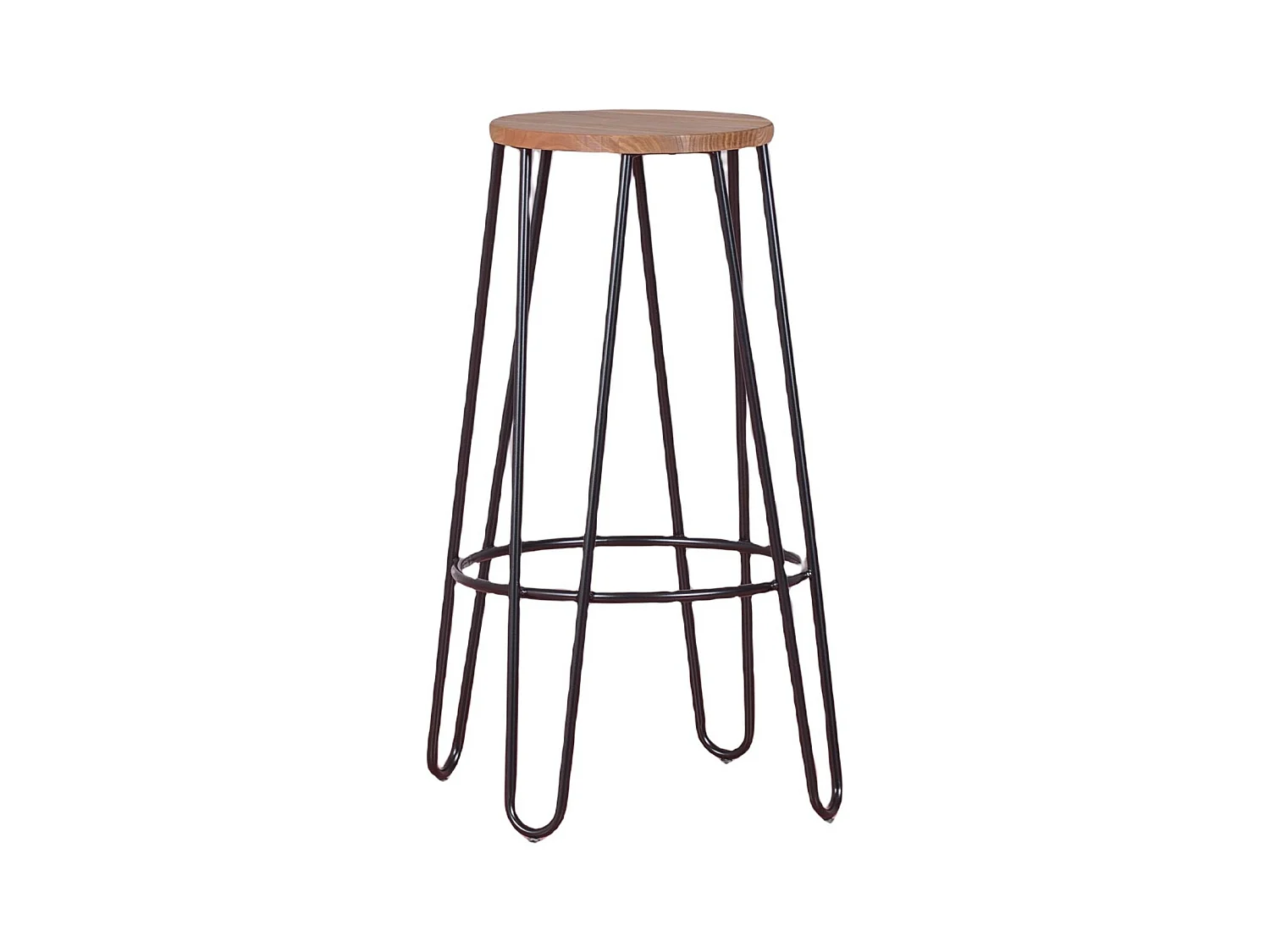 Tabouret industriel en bois de frêne (75cm) - Lisbonne - Noir