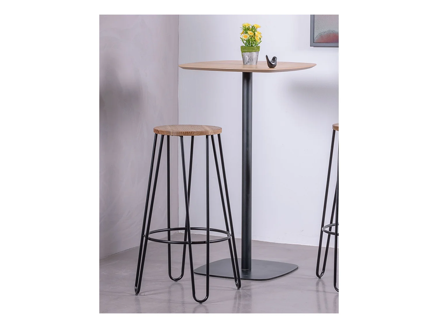 Industriehocker aus Eschenholz (75 cm) - Lissabon - Schwarz