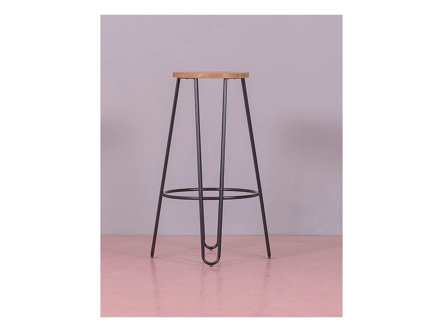 Industriehocker aus Eschenholz (75 cm) - Lissabon - Schwarz