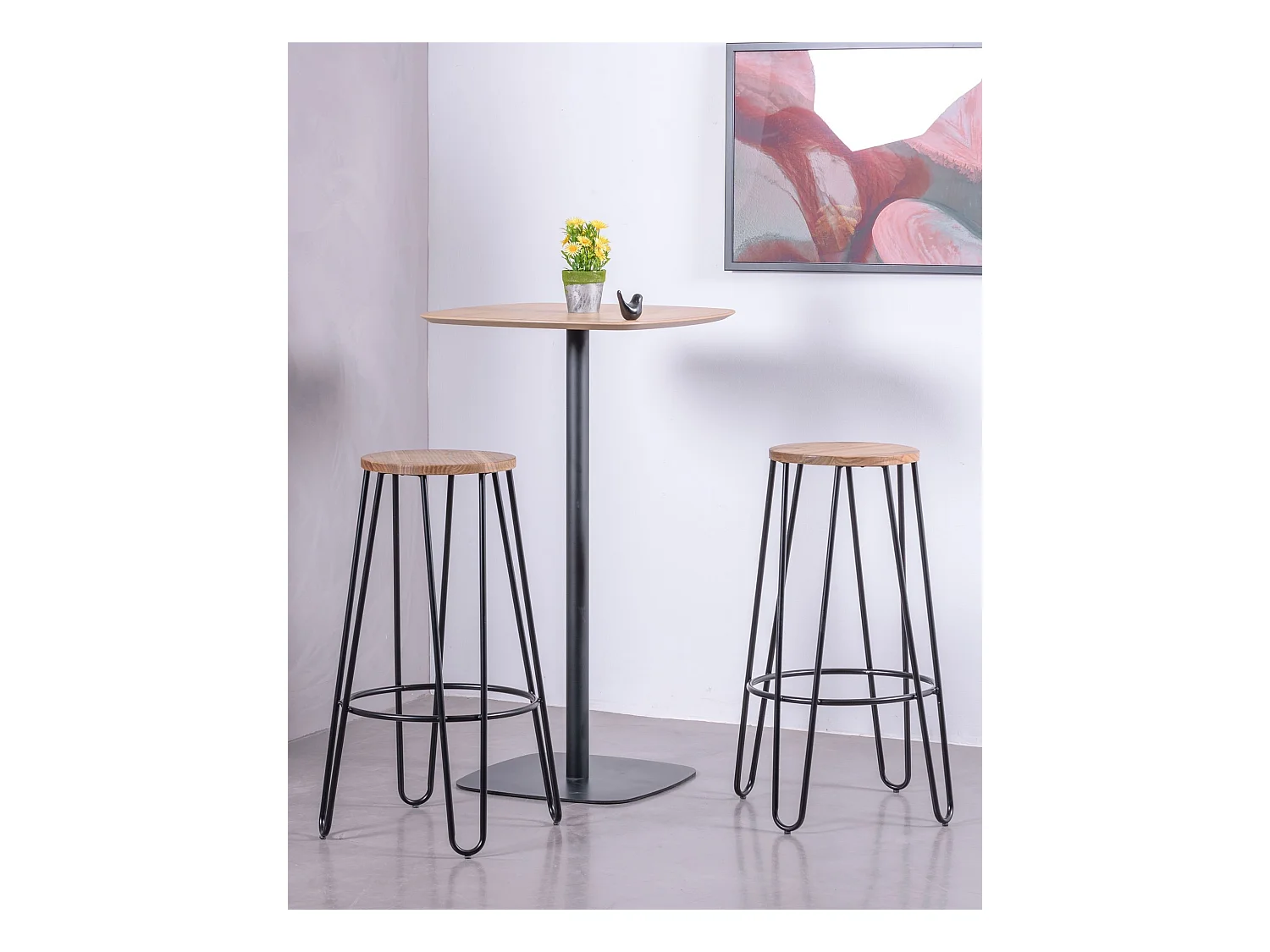 Industriehocker aus Eschenholz (75 cm) - Lissabon - Schwarz