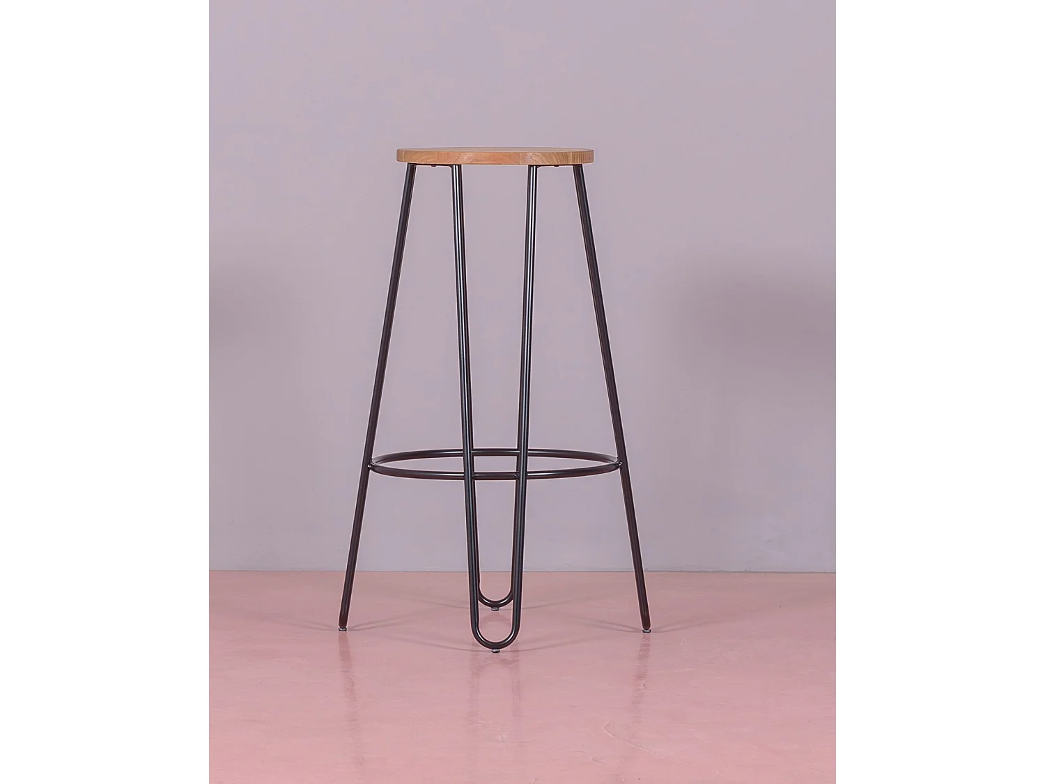 Banco Industrial em madeira de freixo (75cm) - Lisboa - Preto