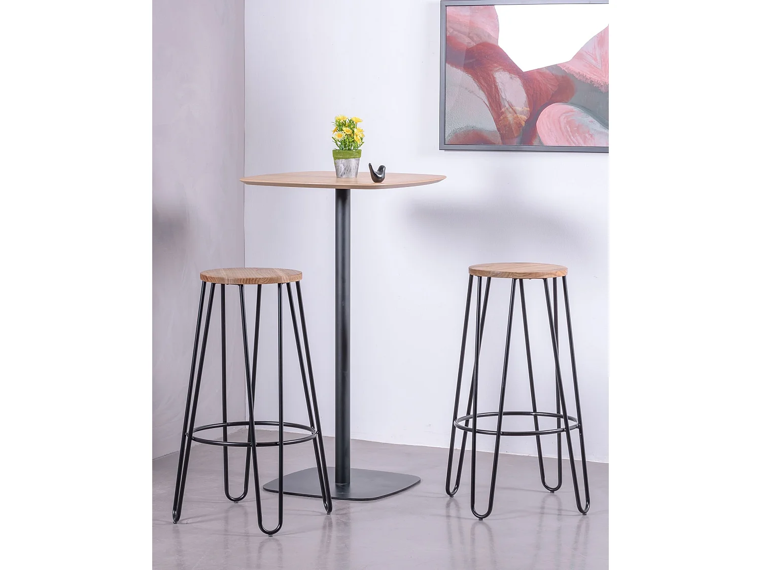 Banco Industrial em madeira de freixo (75cm) - Lisboa - Preto