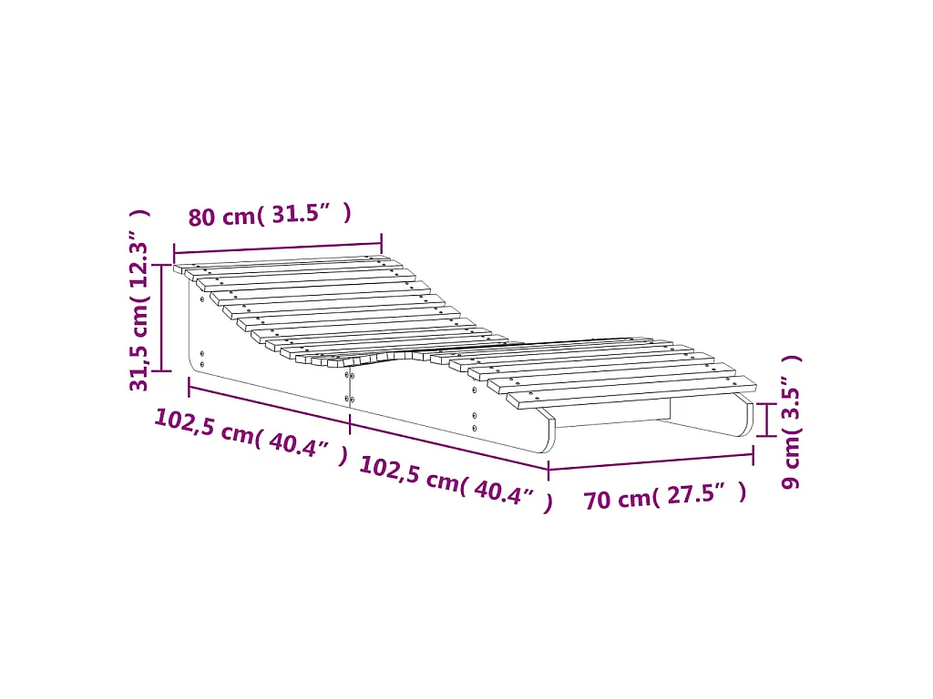 Ligbed 205x80x31,5 cm massief douglashout