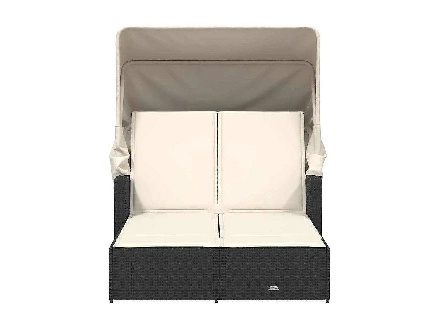 Espreguiçadeira dupla com toldo e almofadões vime PE preto