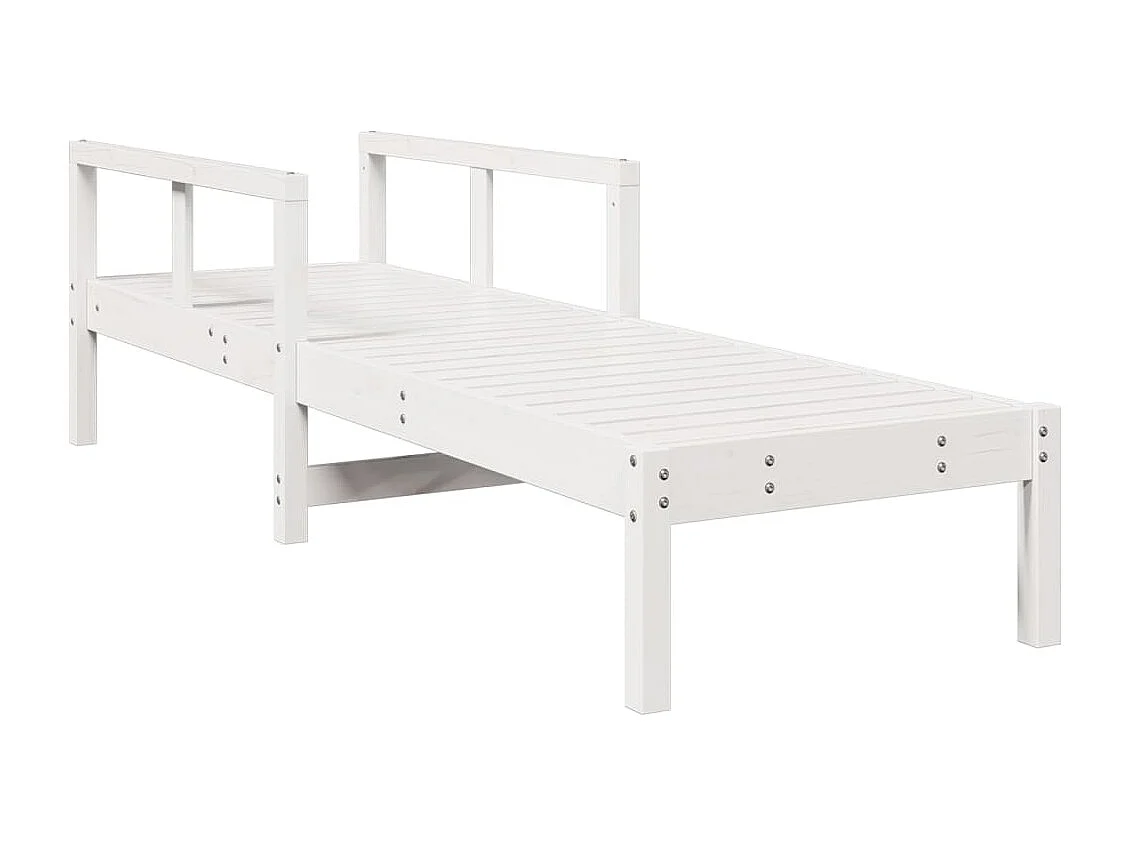 Lettino Prendisole Bianco 199,5x62x55 cm Legno Massello di Pino