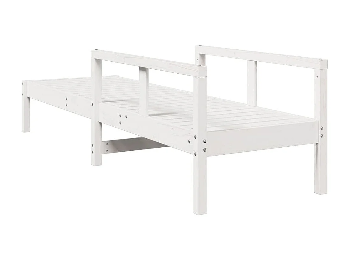 Lettino Prendisole Bianco 199,5x62x55 cm Legno Massello di Pino