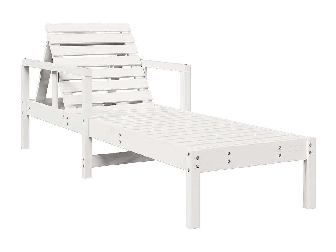 Lettino Prendisole Bianco 199,5x62x55 cm Legno Massello di Pino