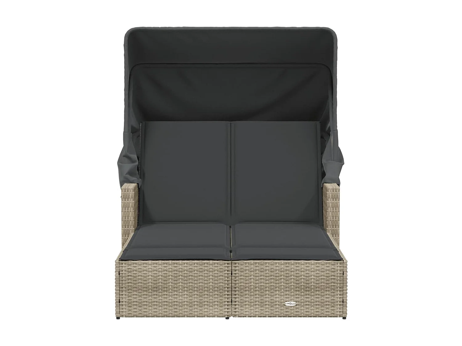 Lettino Doppio Baldacchino e Cuscini Grigio Chiaro Polyrattan