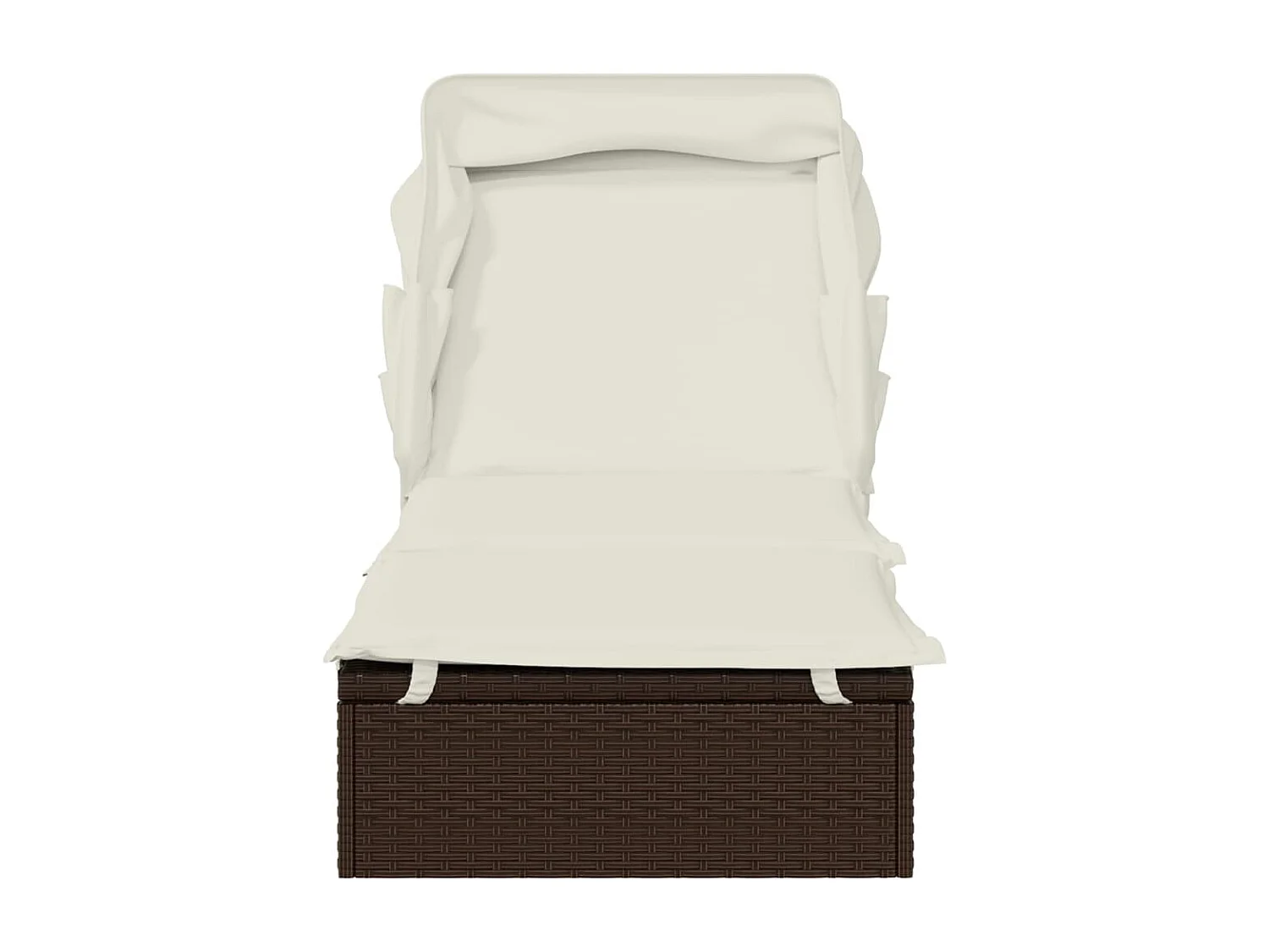 Lettino con Tetto Pieghevole Marrone 213x63x97 cm Polyrattan