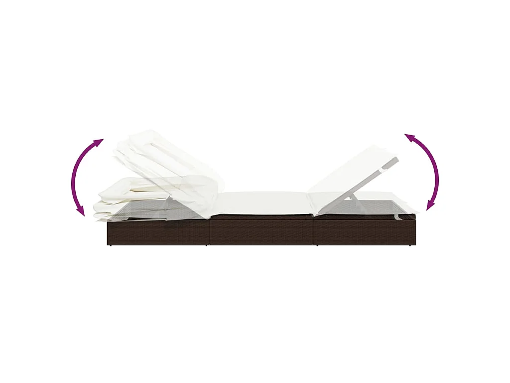 Lettino con Tetto Pieghevole Marrone 213x63x97 cm Polyrattan