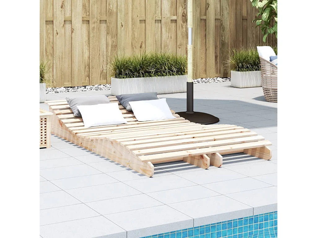 Chaises longues lot de 2 205x60x31,5cm bois massif de pin
