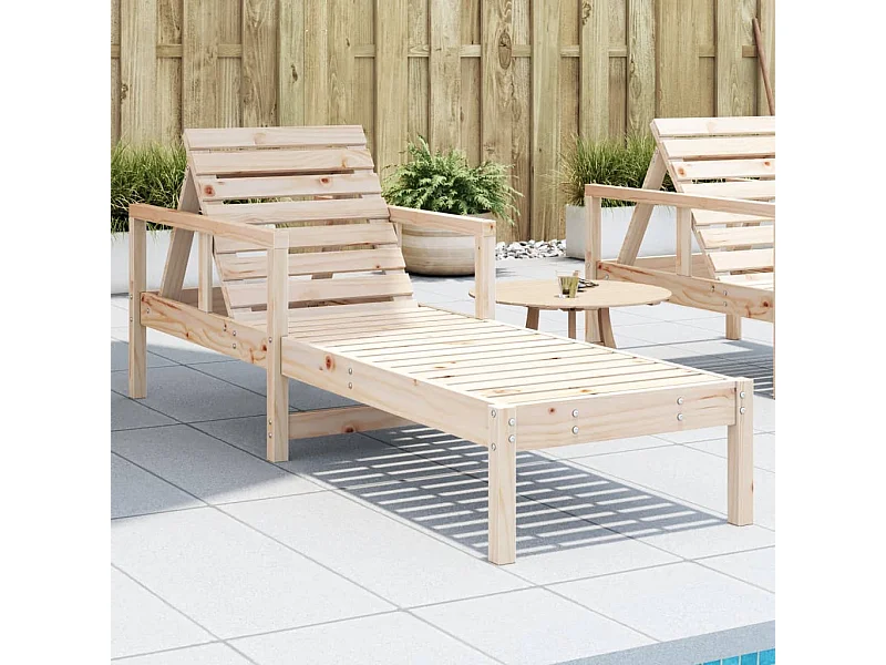 Chaise longue 199,5x62x55 cm bois massif de pin