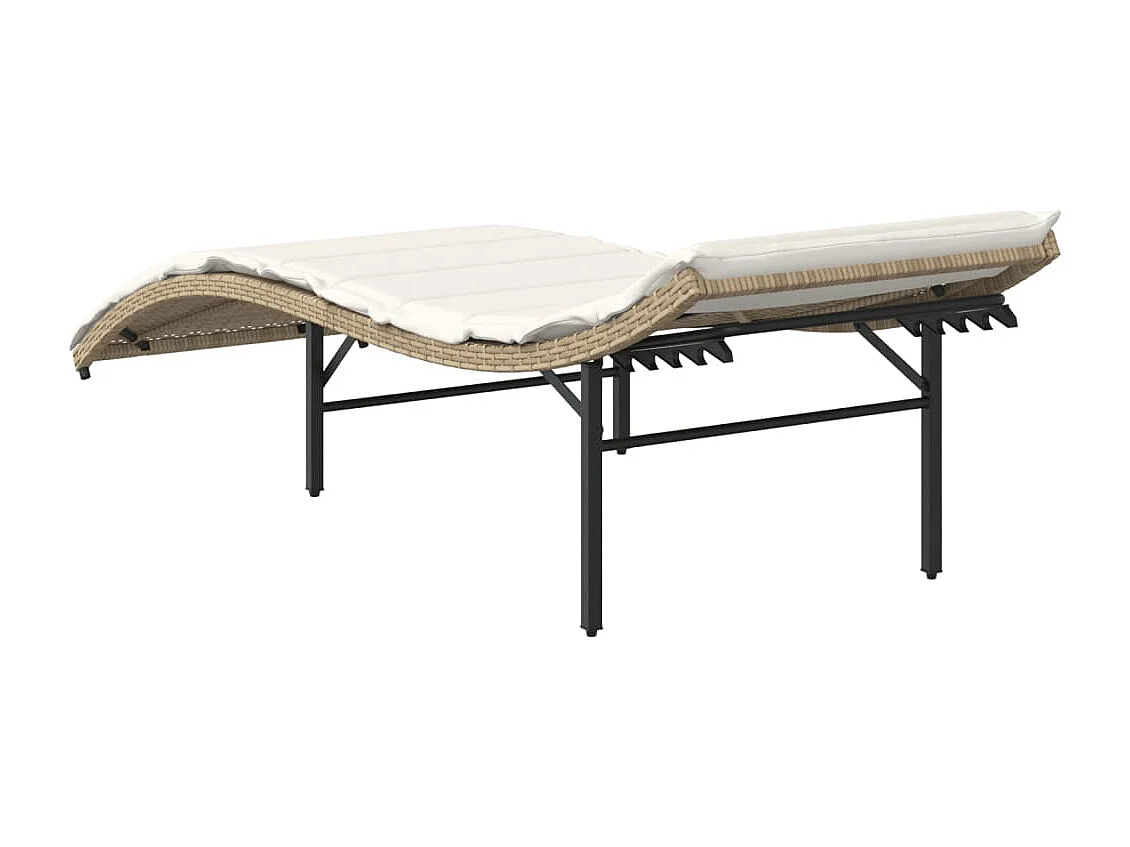 Ligbed met kussen 55x199x50 cm poly rattan beige