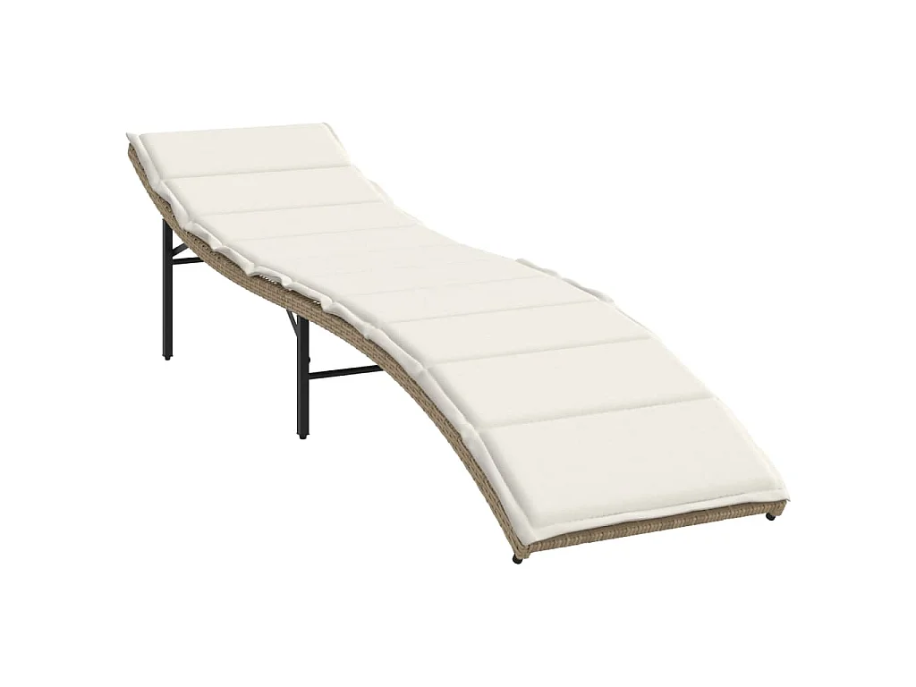 Sonnenliege mit Kissen Beige 55x199x50 cm Poly Rattan