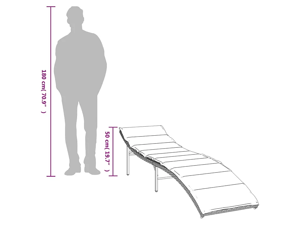 Sonnenliege mit Kissen Beige 55x199x50 cm Poly Rattan