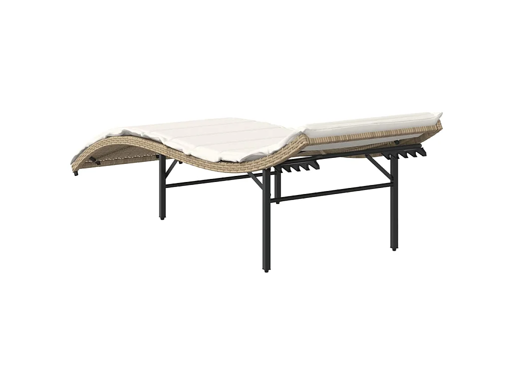 Sonnenliege mit Kissen Beige 55x199x50 cm Poly Rattan