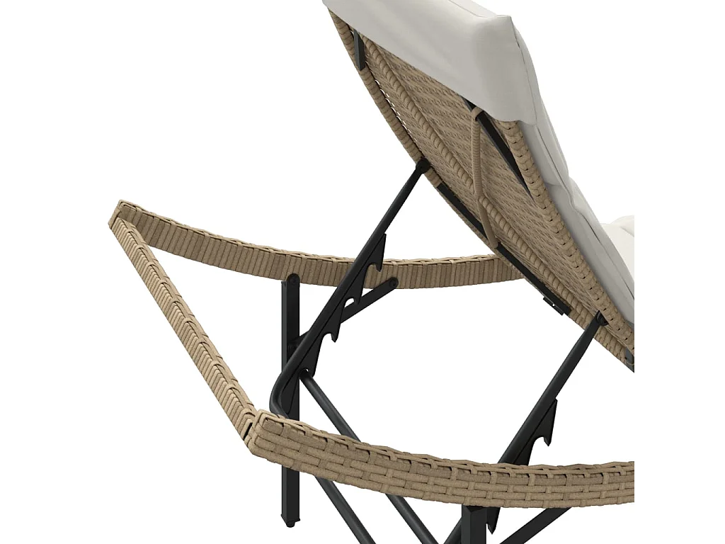 Sonnenliege mit Kissen Beige 55x199x50 cm Poly Rattan